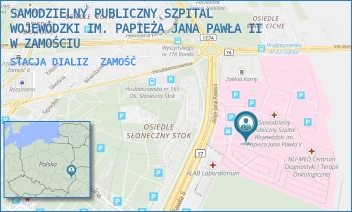 STACJA DIALIZ - SAMODZIELNY PUBLICZNY SZPITAL WOJEWÓDZKI IM. PAPIEŻA JANA PAWŁA II W ZAMOŚCIU - ALEJE JANA PAWŁA 10,  ZAMOŚĆ