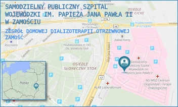 ZESPÓŁ DOMOWEJ DIALIZOTERAPII OTRZEWNOWEJ - SAMODZIELNY PUBLICZNY SZPITAL WOJEWÓDZKI IM. PAPIEŻA JANA PAWŁA II W ZAMOŚCIU - ALEJE JANA PAWŁA 10,  ZAMOŚĆ
