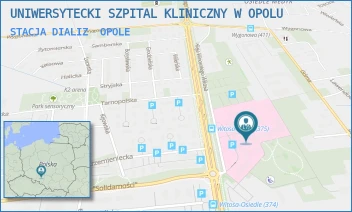 STACJA DIALIZ - UNIWERSYTECKI SZPITAL KLINICZNY W OPOLU - UL. ALEJA WINCENTEGO WITOSA 26,  OPOLE