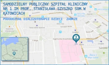PODODDZIAŁ DIALIZOTERAPII DZIECI - SAMODZIELNY PUBLICZNY SZPITAL KLINICZNY NR 1 IM PROF. STANISŁAWA SZYSZKO SUM W KATOWICACH - 3 MAJA  13-15,  ZABRZE