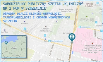 OŚRODEK DIALIZ KLINIKI NEFROLOGII, TRANSPLANTOLOGII I CHORÓB WEWNĘTRZNYCH - UNIWERSYTECKI SZPITAL KLINICZNY NR 2 PUM W SZCZECINIE - POWSTAŃCÓW WLKP. 72,  SZCZECIN